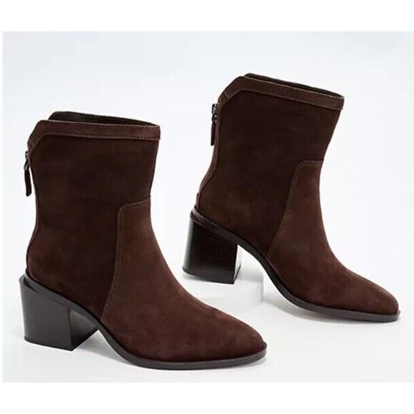 New Vince Camuto‎ Kortimy Water Repellant Suede Mid Shaft Boots Brown Size 7M - Picture 1 of 9